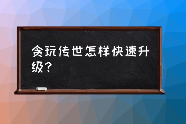 贪玩传世加强版 贪玩传世怎样快速升级？